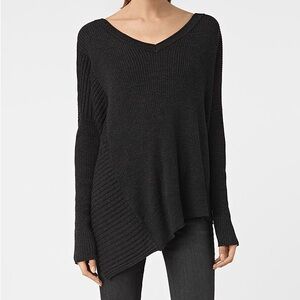 All Saints Keld Merino Wo Asymmetrical V-Neck Sweater size Small